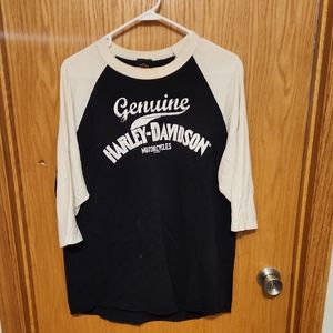 Harley-Davidson Black and Cream Raglan Shirt